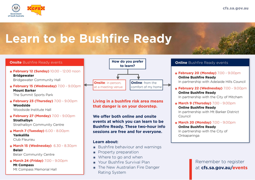 Learn to be bushfire reaady