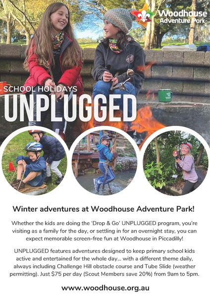 Woodhouse July 2024 school holidays unplugged flyer